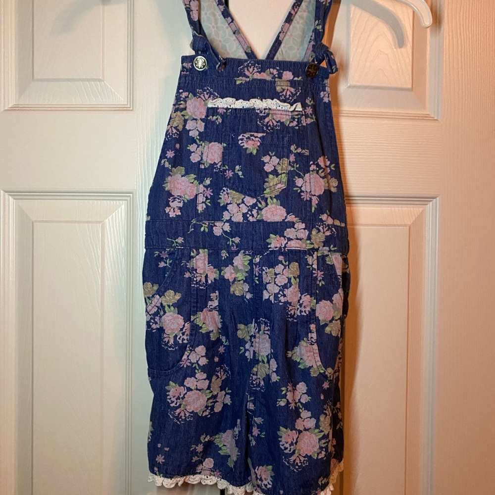 Floral Denim Shortalls